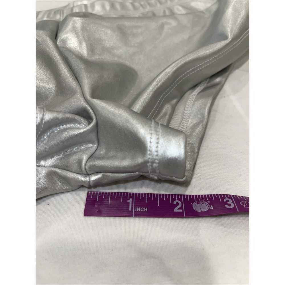 Gia-Mia Silver Metallic Booty Shorts Neo-Nostalgia Cyber Women's - Picture 6 of 7